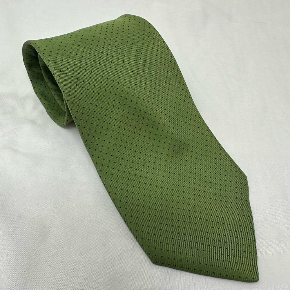 Brooks Brothers Pure Silk Green Polka Dot Tie
